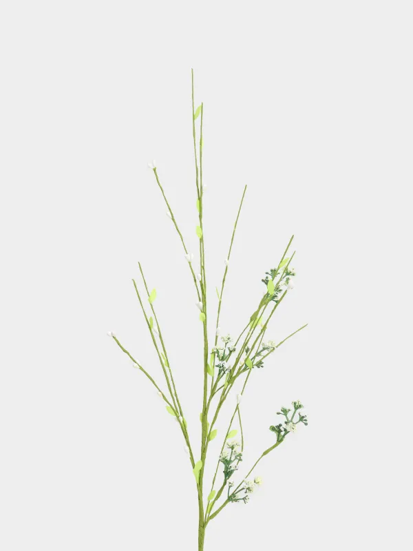 Decorative branch, 78 cm, plastic, White inflorescences, Meadow decor, image-1