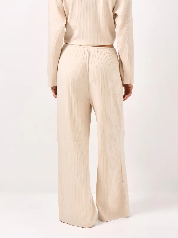 Women's trousers, homewear, size L, viscose/spandex, sand, Camaria, image-3