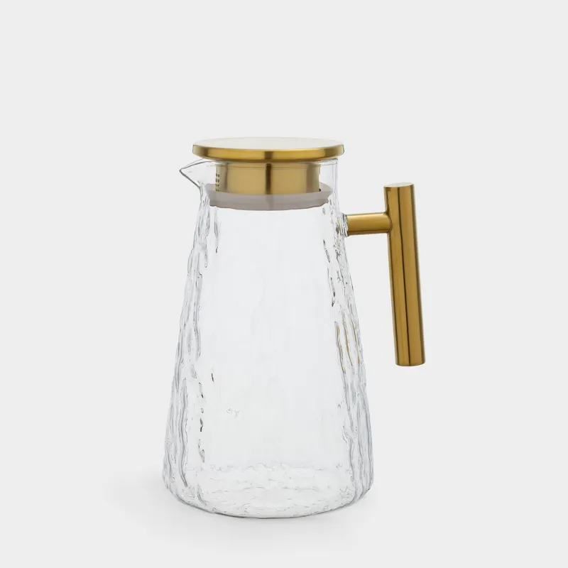 Jug, 1.8 l, with lid, glass / metal, golden, Glacial gold