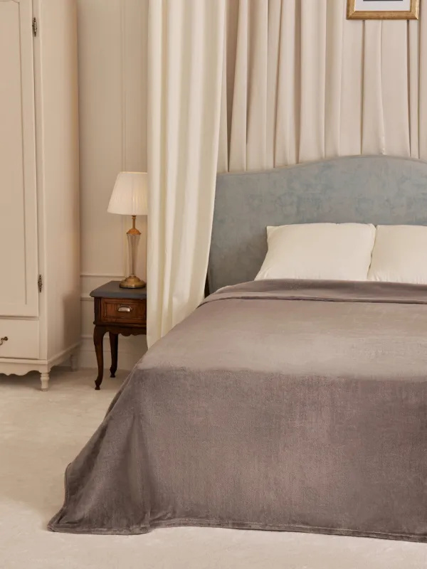 Bedspread, 220x240 cm, flannel, light grey, Flannel, image-3