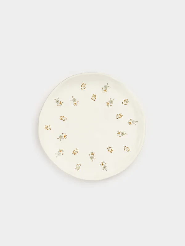 Dish, 23 cm, ceramic, milk, Vintage flowers, La flore, image-1