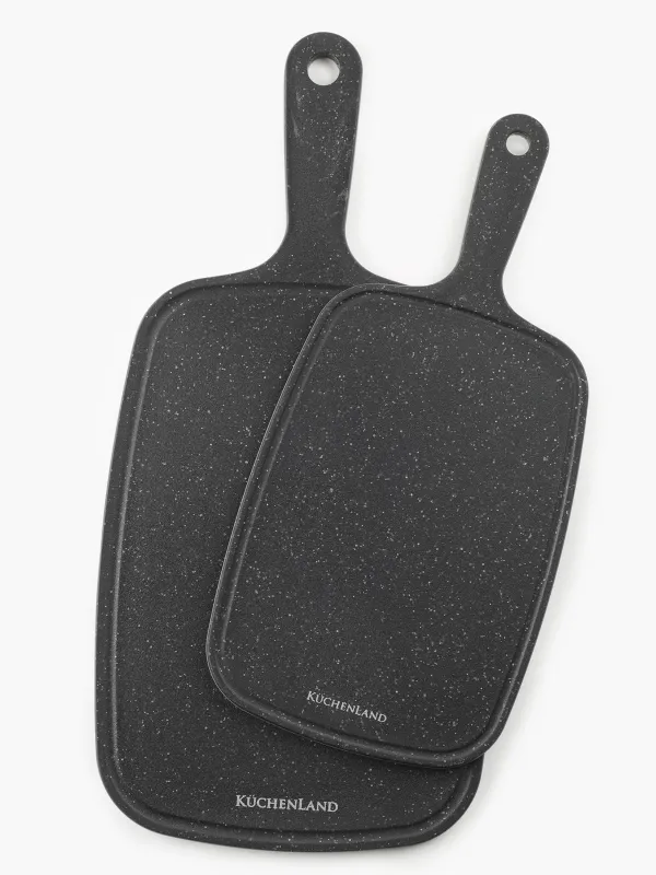 Cutting board, 32x15cm, with handle, plastic, black, speckled, Steel speckled, image-3