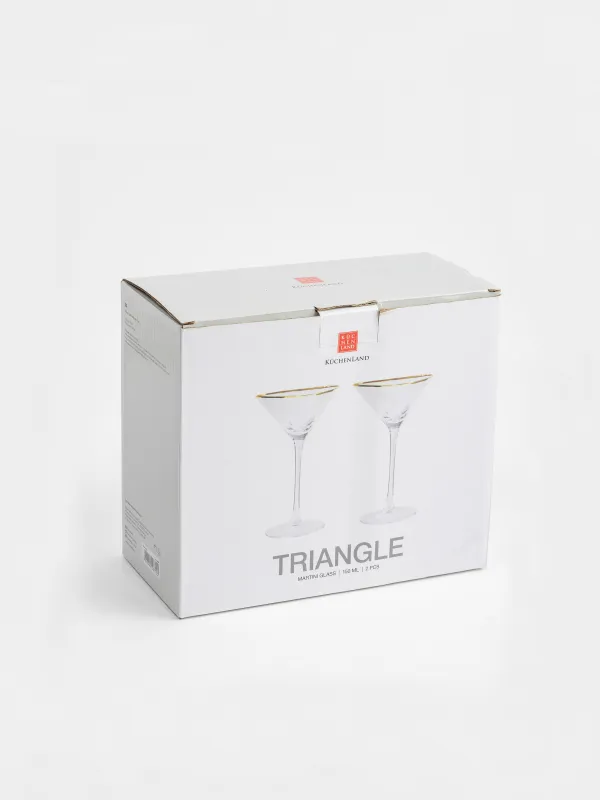 Martini glass, 150 ml, 2 pcs, glass, golden edging, Triangle Gold, image-6