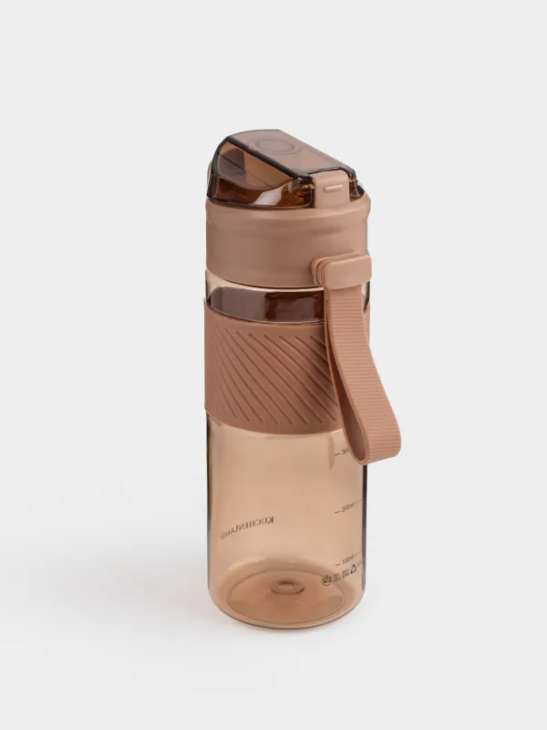 Water bottle, 600 ml, plastic / silicone, brown, Sport, image-2