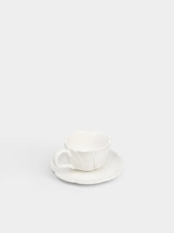 Tea pair, 1 person, 2 items, 420 ml, ceramic, milky beige, Flower, Bloome, image-1