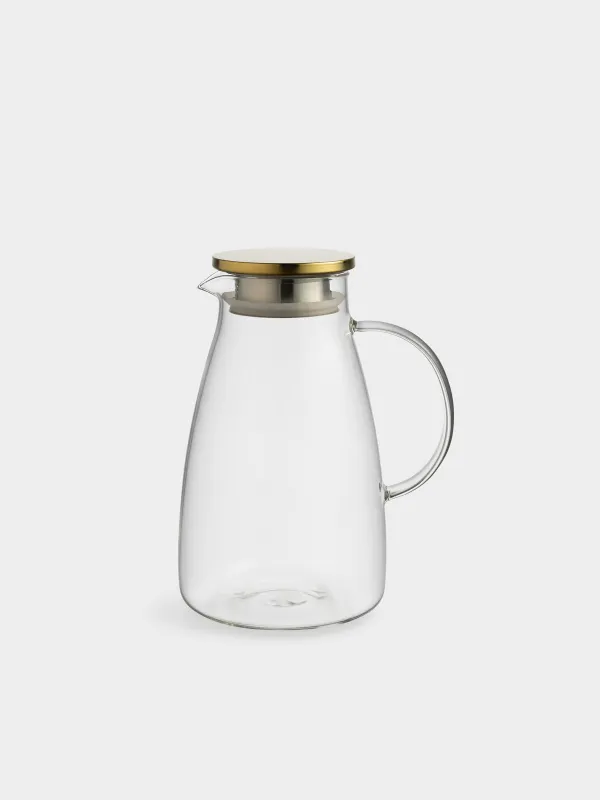 Jug, 2 l, with filter lid, glass B / steel, golden, Classic gold, image-0