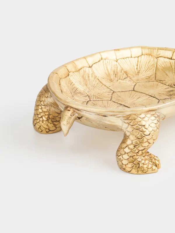 Decorative dish, 31x18 cm, polyresin, golden, Turtle, Coast, image-4