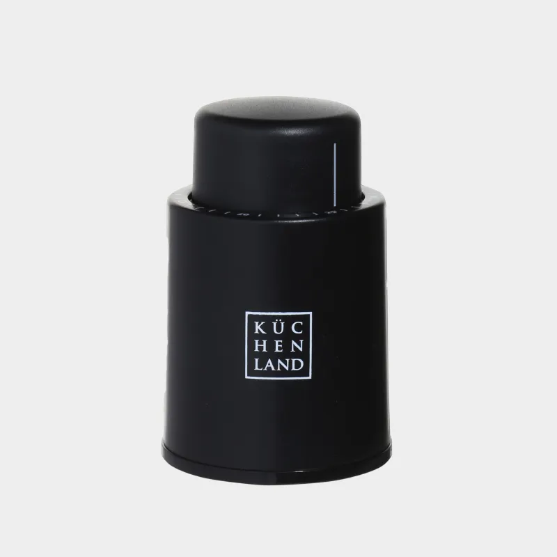 Bottle stopper, 7 cm, vacuum, with date dial, plastic, Black, Bar