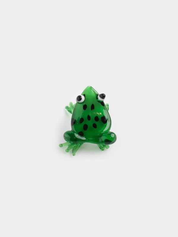 Statuette, 5х3 cm, glass, green, Frog, Vitreous, image-0