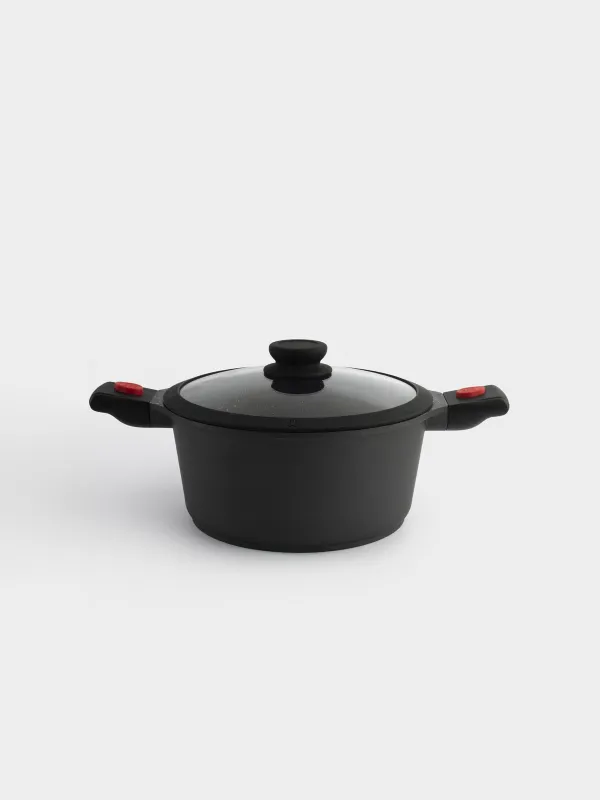 Pot, 24 cm, 4.5 l, with lid, removable handles, coated, aluminum, Solution Red 2, image-0