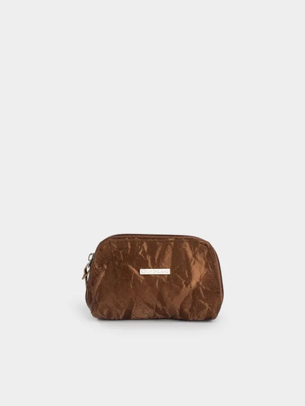 Cosmetic bag, 15x9 cm, polyurethane, brown, Krush, image-0