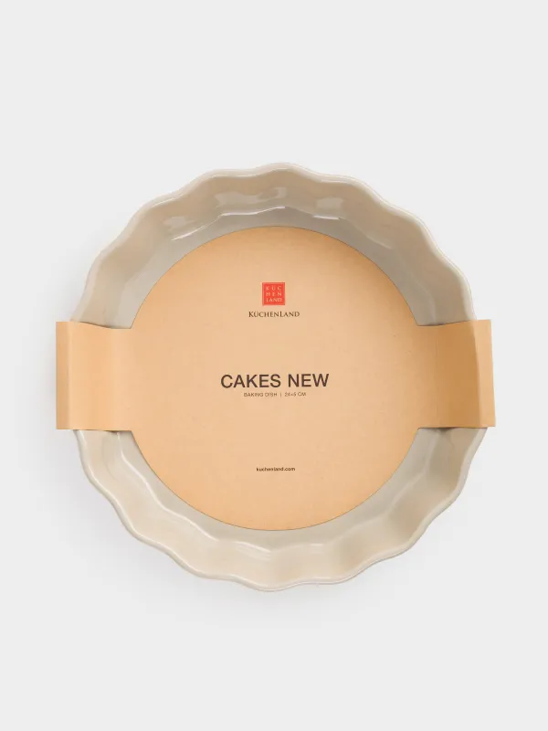 Baking dish, 24 cm, ceramic, round, milky beige, Cakes new, image-6