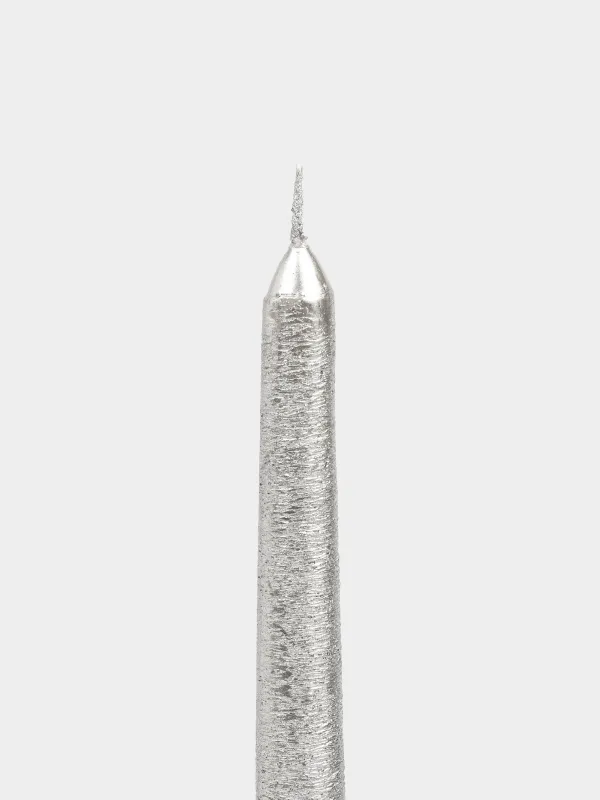 Candle, 25 cm, thin, silver, Galore candle, image-1