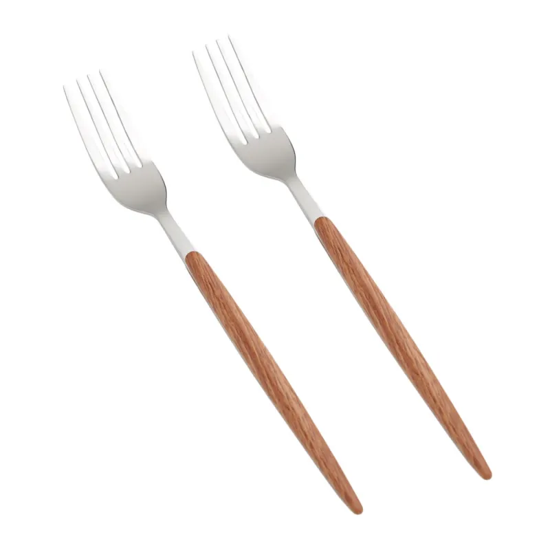 Dining fork, 2 pcs, steel / plastic, brown, Oslo