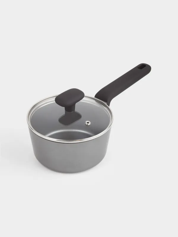 Saucepan, 16 cm, 1.5 l, with lid, coated, aluminum, grey-black, Mintali, image-1