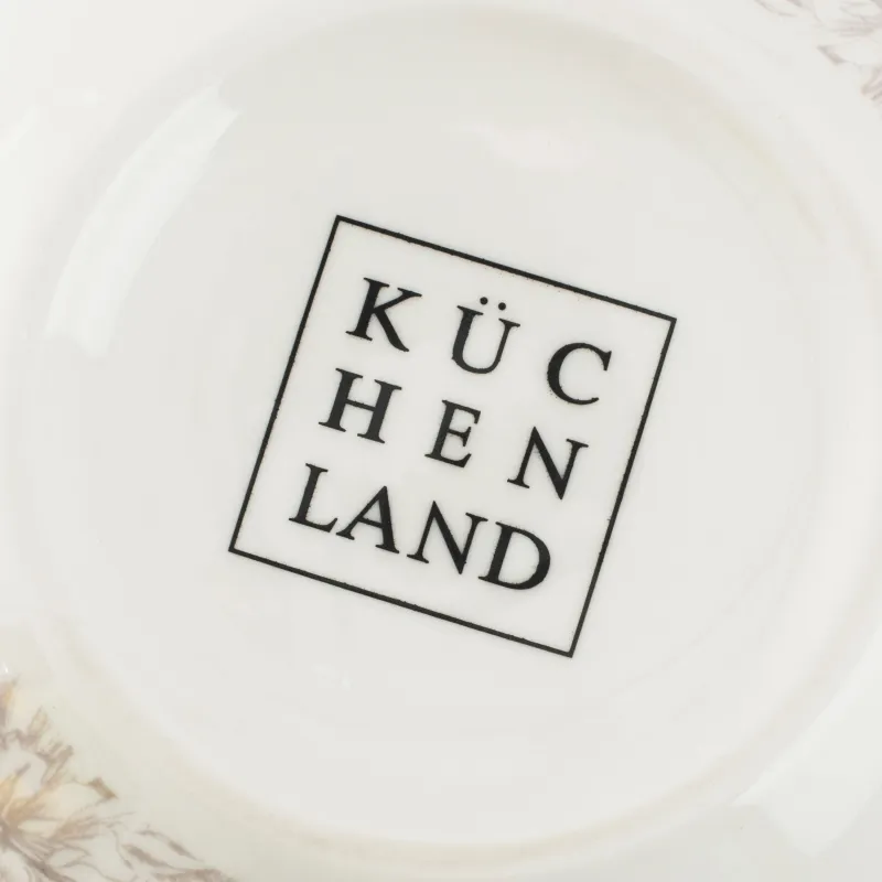 Salad bowl, 14x7 cm, 550 ml, 2 pcs, porcelain P, white, Beige flowers, Maleo, image-2