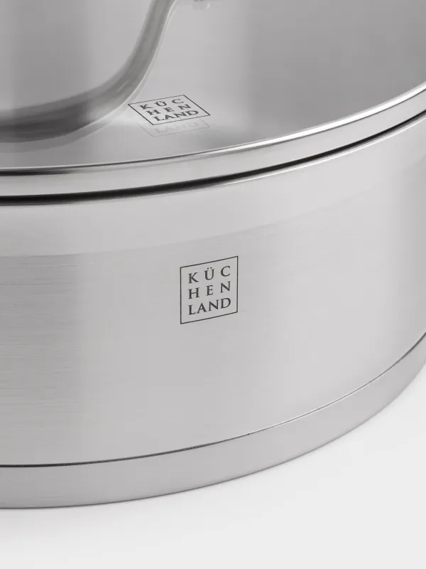 Saucepan, 24 cm, 3,5 l, with short handles and lid, Silver Stone, image-1