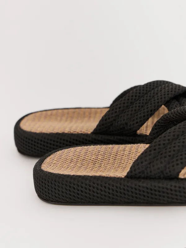 Women's slippers, homewear, size 36-37, polyester, brown, Walk X, image-4