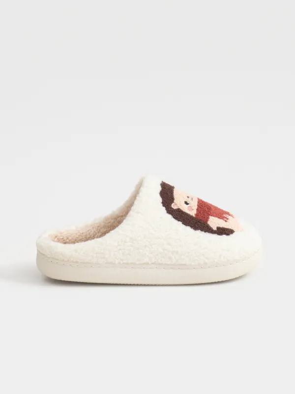 Women's slippers, homewear, size 36-37, artificial fur, milky, Hedgehogs, Needed, image-0