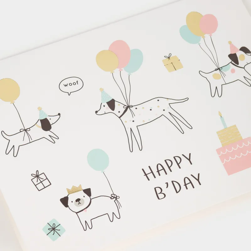 Gift envelope, 12x17 cm, paper, white, Dogs with balloons, Birthday, image-5