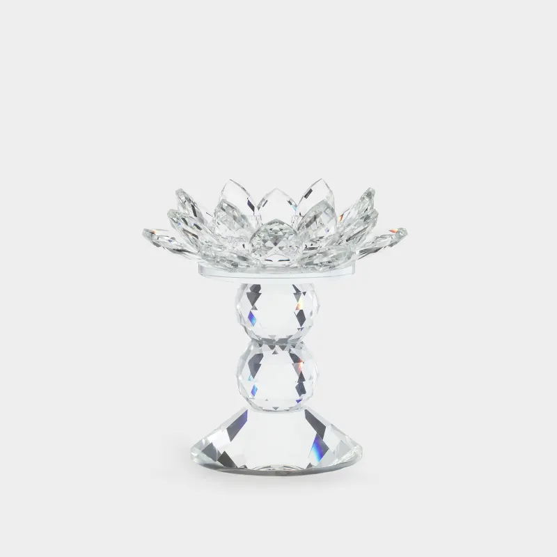 Candlestick, 13 cm, for a cylindrical candle, on a leg, glass, Flower, Crystal flower