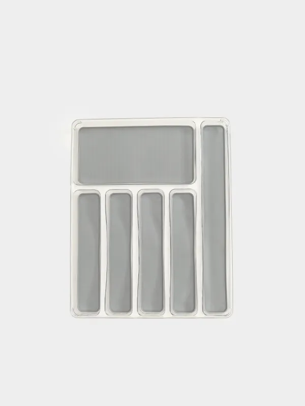 Cutlery tray, 40x32 cm, 6 compartments, removable linings, plastic / rubber, Non-slip new, image-0