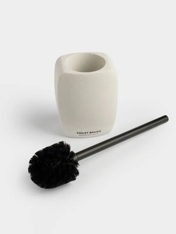 Toilet brush, 35 cm, with stand, rubber / cement, sand, Severe, image-4