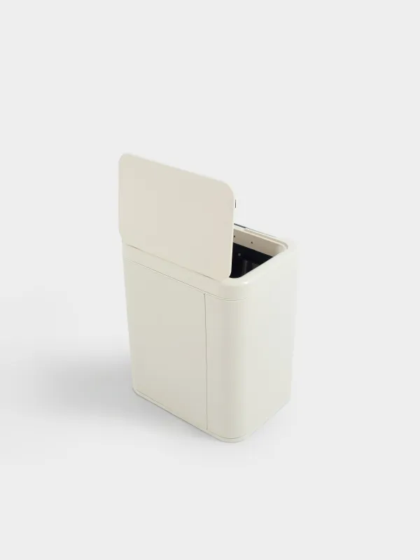Trash can, 13 l, touch-sensitive, steel/plastic, rectangular, beige, Vintage kitchen, image-3
