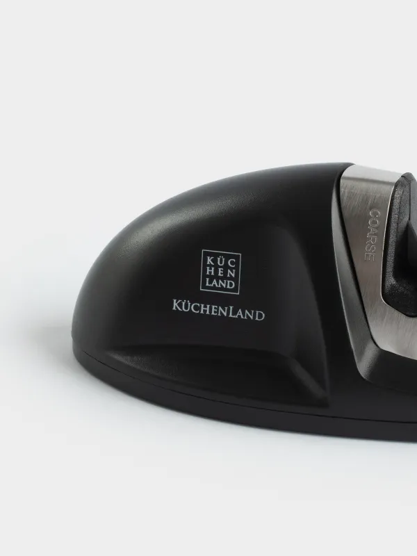Knife Sharpener, 10 cm, 2-Stage sharpening, black, oval-shaped, Accessories, image-4