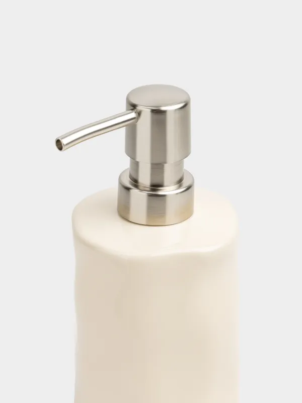 Liquid soap dispenser, 300 ml, porcelain/plastic, milky, Kaolin, image-1