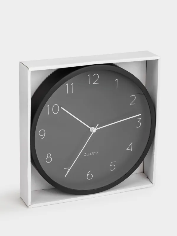 Wall clock, 25 cm, metal/glass, round, black, Dial, image-5