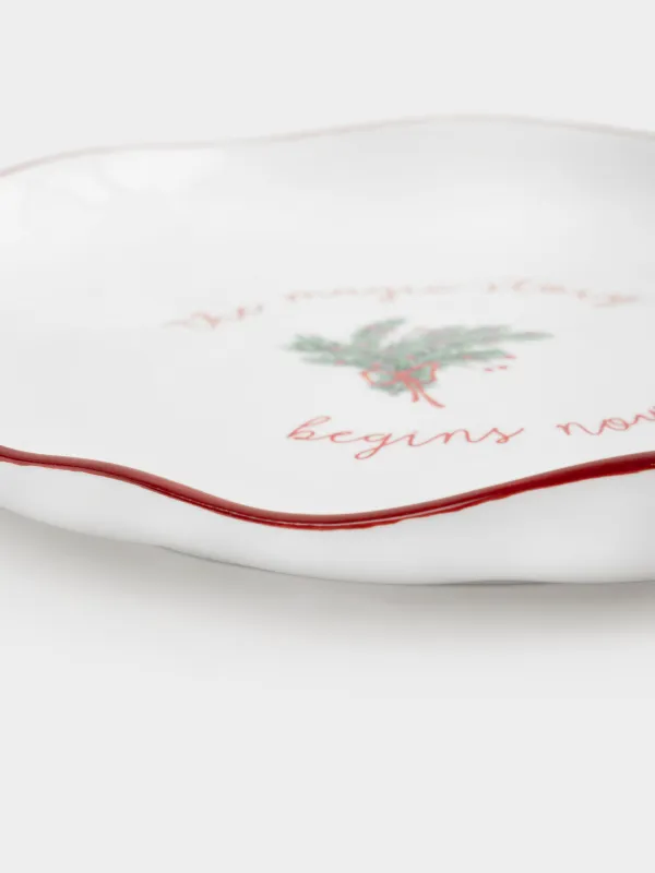 Snack plate, 21 cm, ceramic, fir branch, Christmas tree, image-3