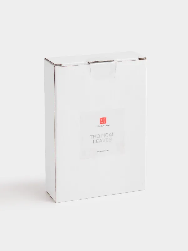 Soap dish, 14x10 cm, glass, rectangular, green, Tropical leaves, image-4