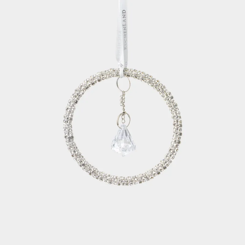 Christmas tree toy, 8 cm, acrylic / metal, Silver, Crystal Pendant, Ice crystal