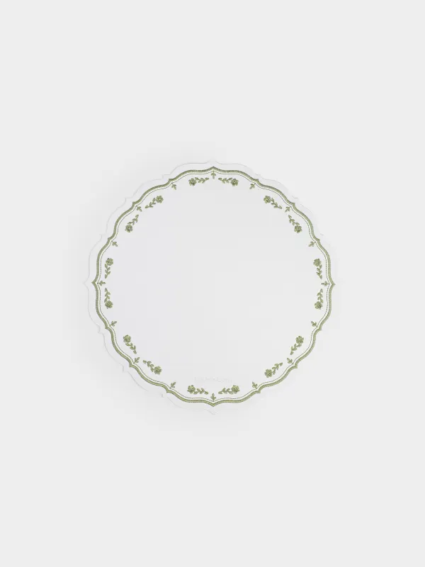 Placemat, 38 cm, PVC / polyester, shaped, milky, Vintage flowers, Rock embroidery, image-0