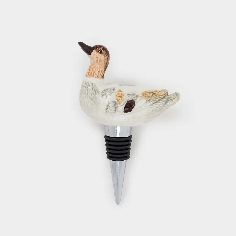 Bottle stopper, 12 cm, metal / ceramic, Duck, Duck