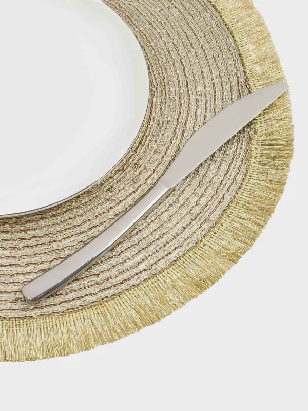 Napkin for appliances, 38 cm, polyester, round, golden, Rotary shine, image-2