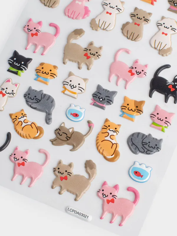 Sticker set, 19x10 cm, 40 pcs, disposable, PVC, Cats, Cat, image-2