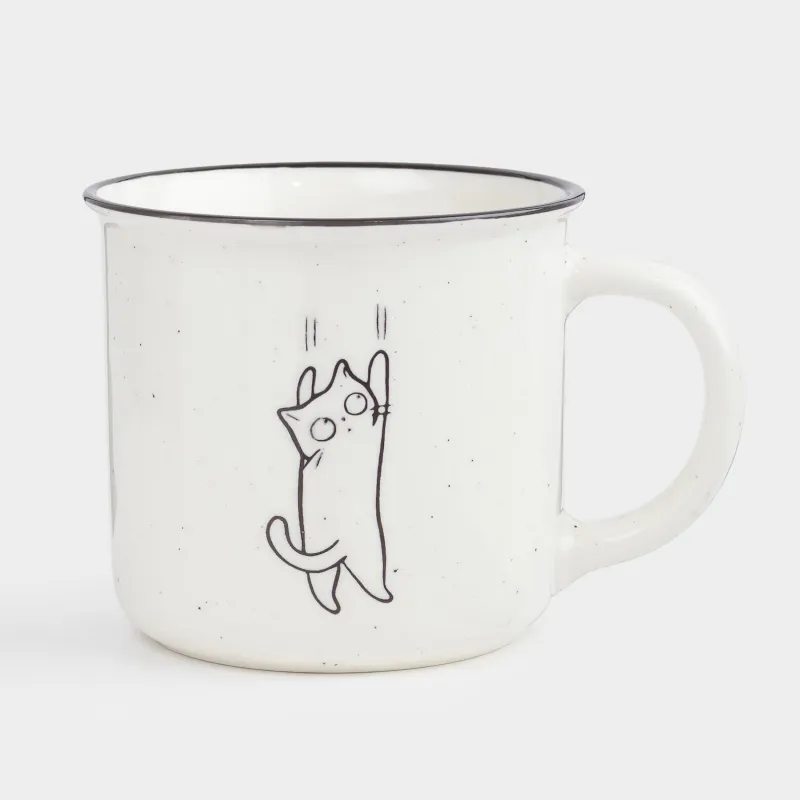 Mug, 360 ml, Porcelain N, milky, speckled, Kitten, Cat