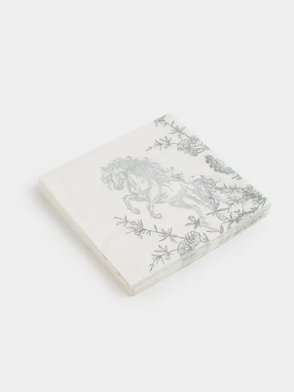 Paper napkins, 33x33 cm, 20 pcs, square, white, Horse, Kairon horse, image-1