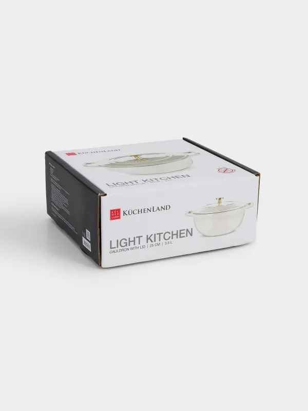 Cauldron, 25 cm, 3.5 l, with lid, cast iron, milk, Light kitchen, image-5