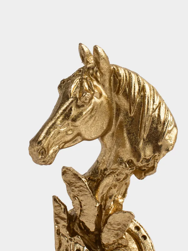 Statuette, 12 cm, polyresin, golden, Horse head, Horse gold, image-2