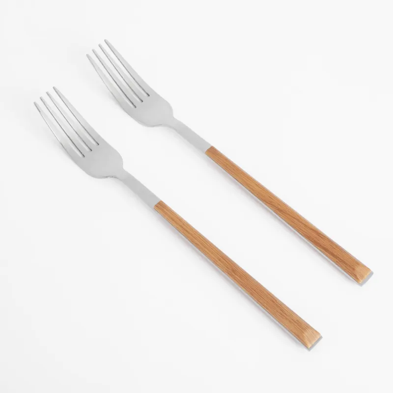 Table fork, 2 pcs, steel/plastic, brown, Prague, image-0