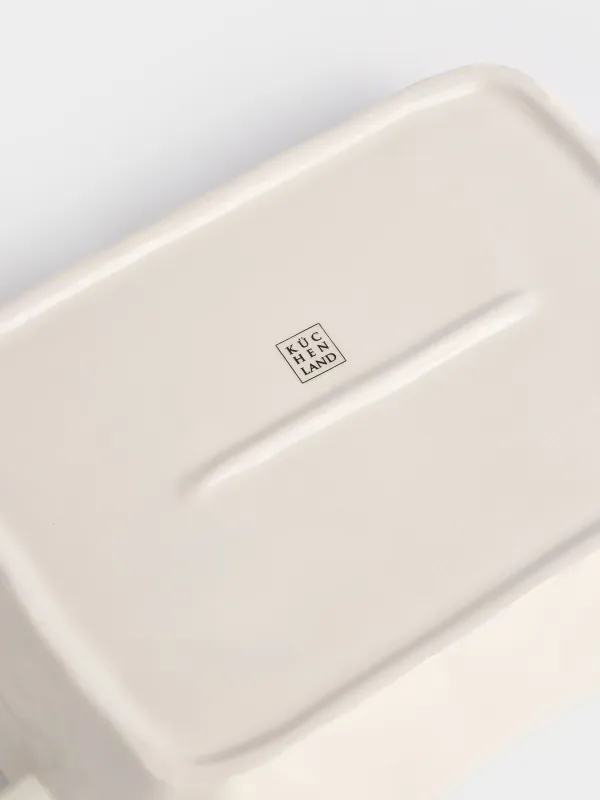 Baking dish, 31x20 cm, ceramic, rectangular, milky, Crumple kitchen, image-4