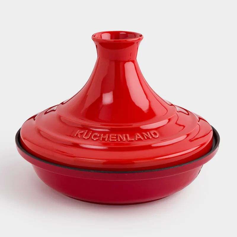 Tagine, 28 cm, with lid, cast iron / ceramic, Red, Bright