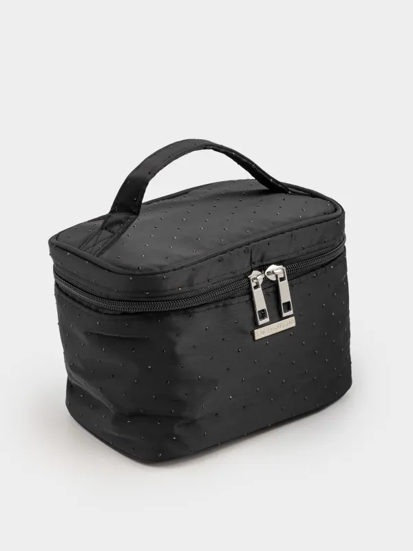 Makeup bag, 19x14 cm, with handle, nylon, black, Force night, image-1