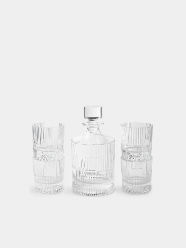 Drink set, 4 persons, 5 items, decanter / glasses, glass R, Ribby, image-1