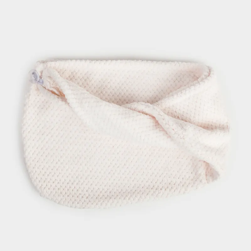 Towel-turban for hair, 59x20 cm, fleece, milk, Ratine, image-0