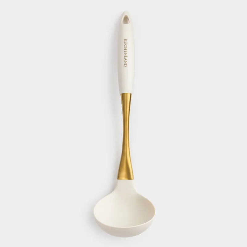 Ladle, 33 cm, silicone / steel, milky gold, Pintino