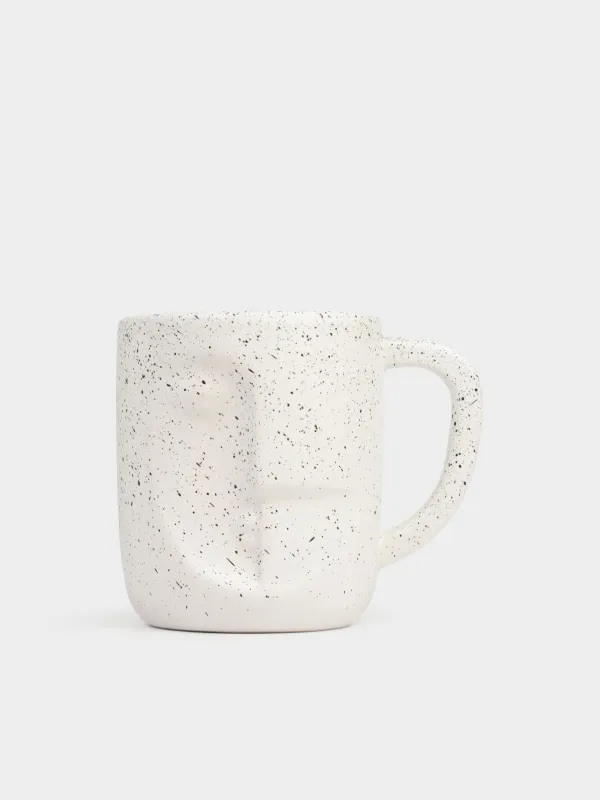 Mug, 420 ml, Ceramic, White, speckled, Face, Face speckled, image-1